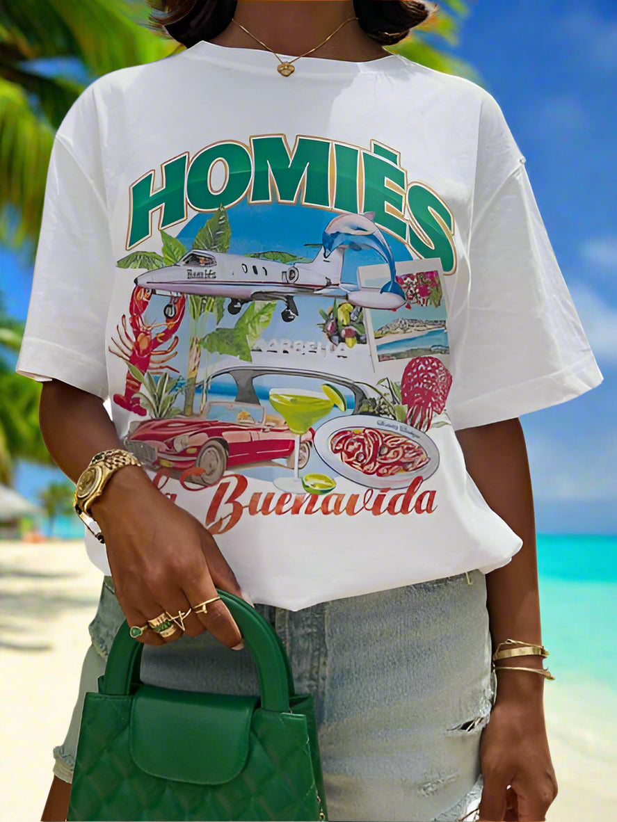 SHEIN HOMIÈS La Buenavida Oversized Graphic Tee