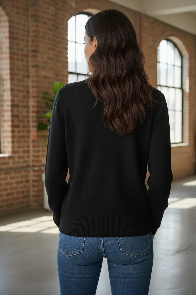 Classic Black Fine-Knit Sweater