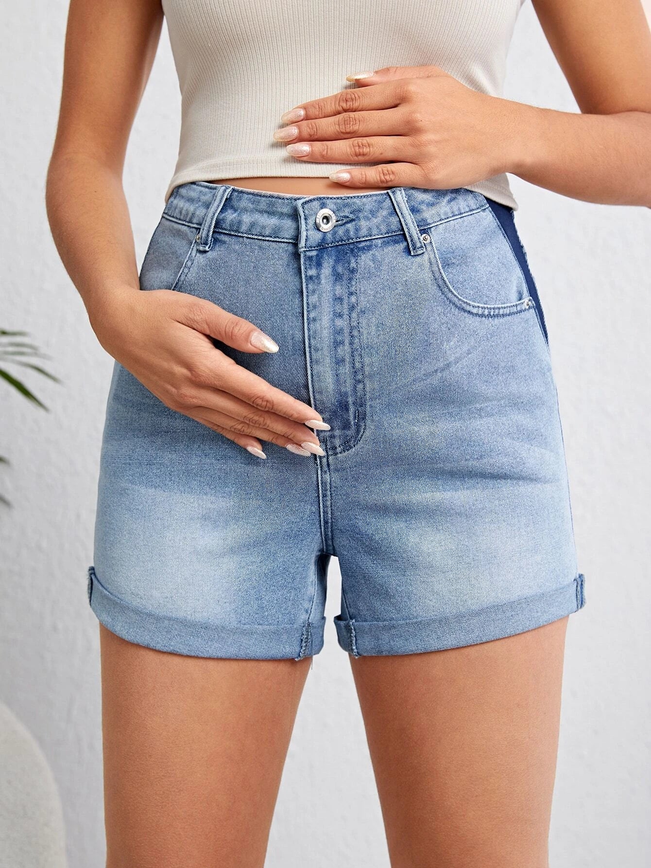 SHEIN Maternity Roll-Up Hem Denim Shorts