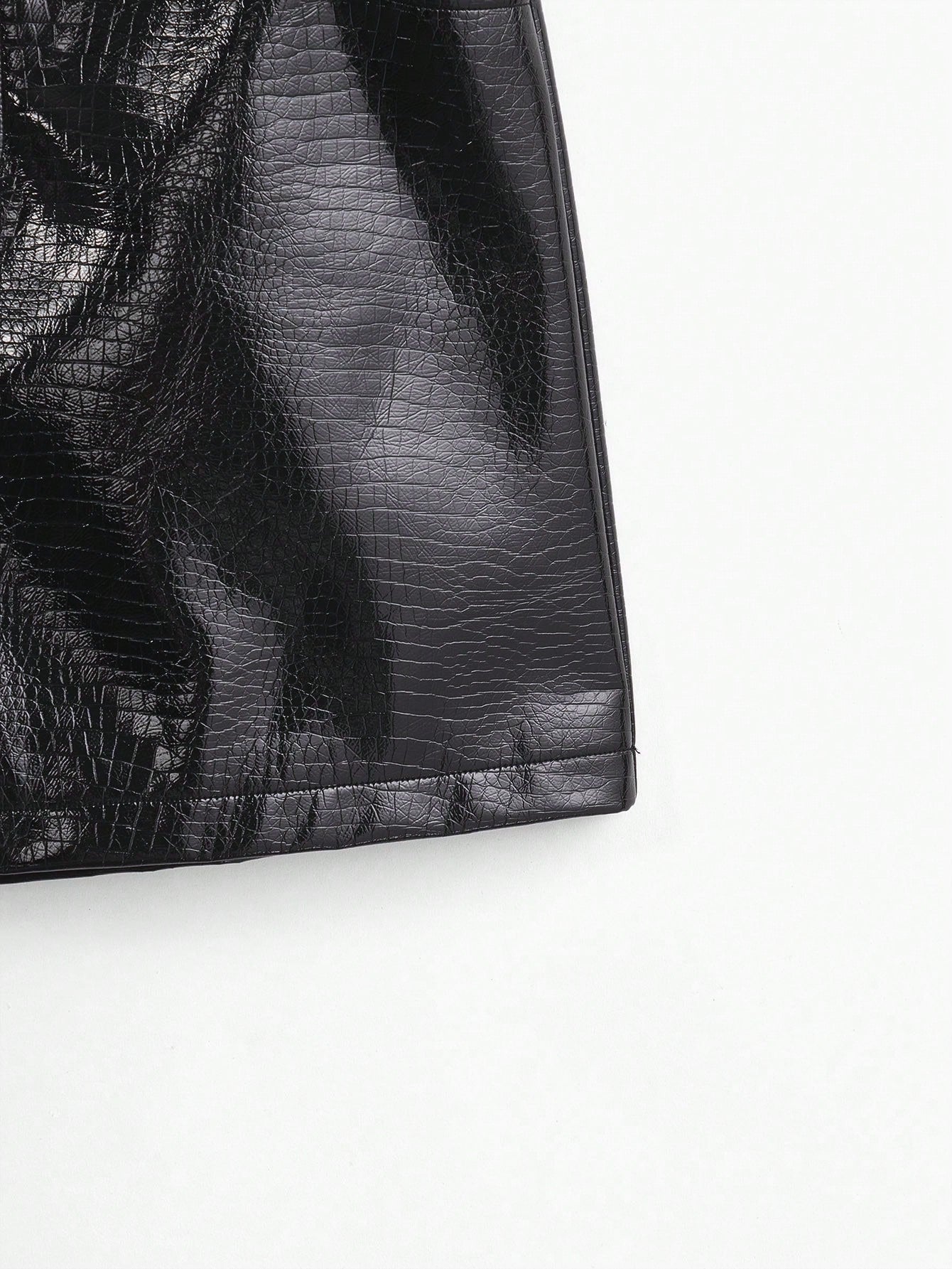 SHEIN MOTF Croco-Embossed Mini Skirt