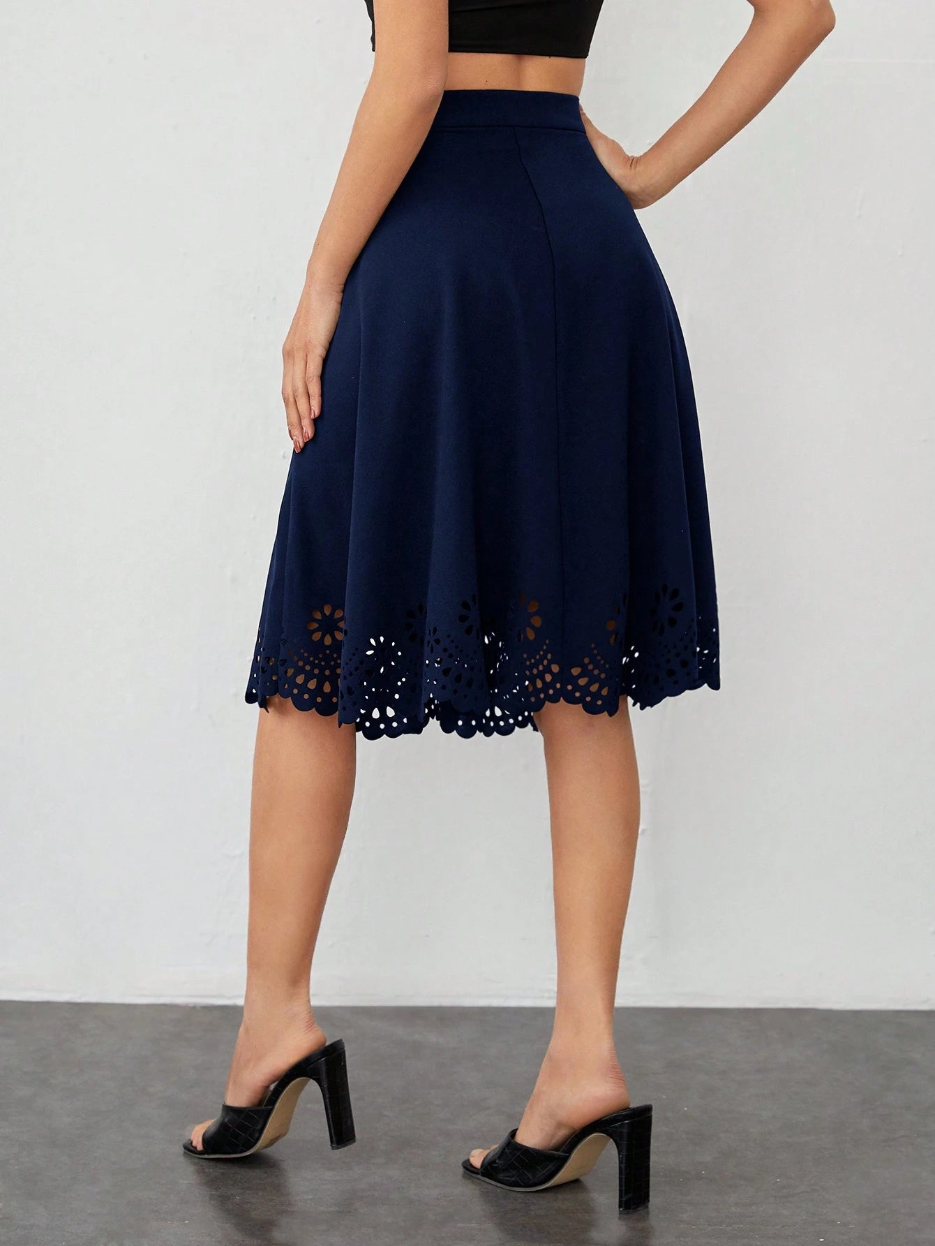 Shein Clasi Scalloped Trim Skirt
