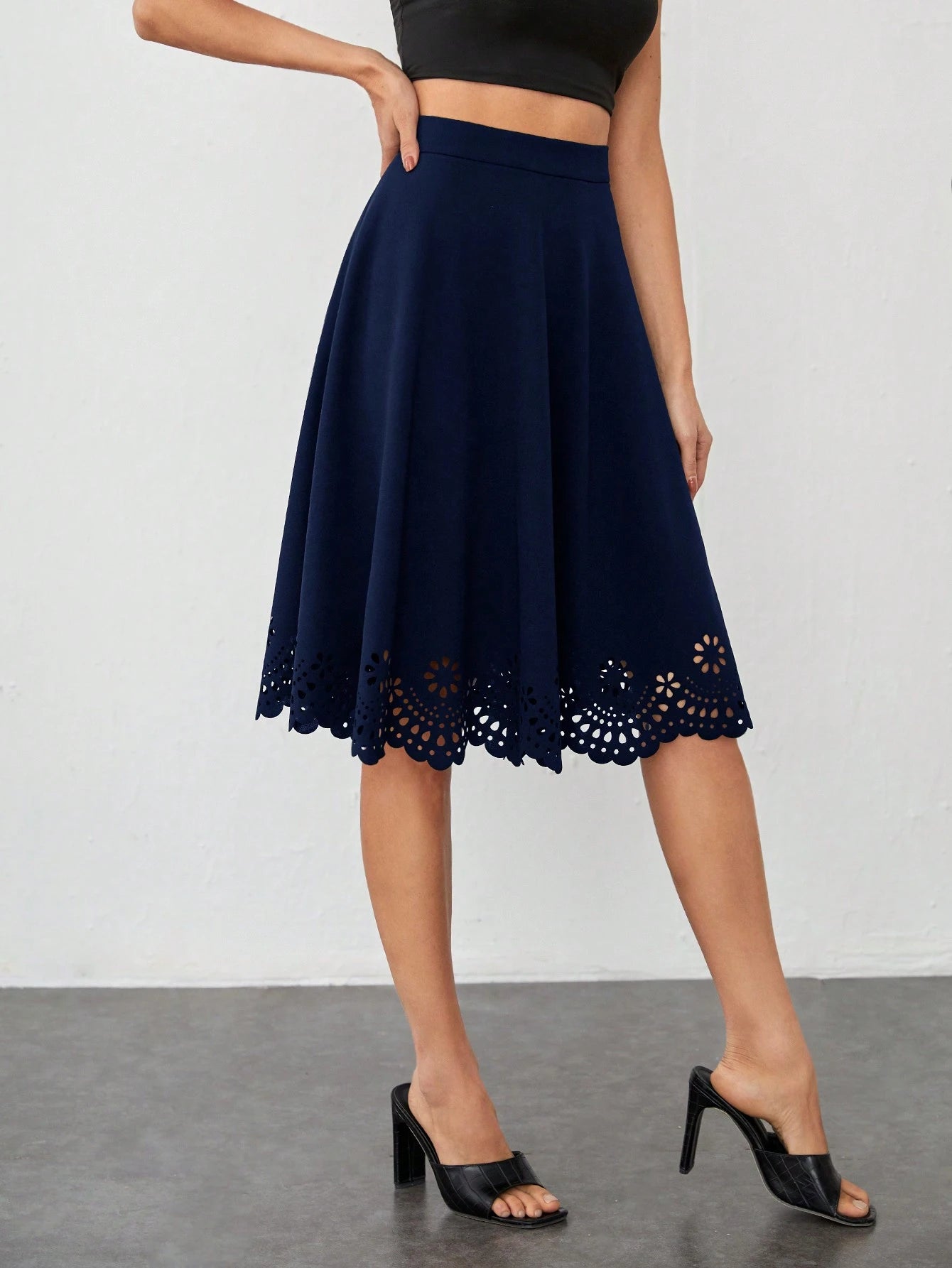 Shein Clasi Scalloped Trim Skirt