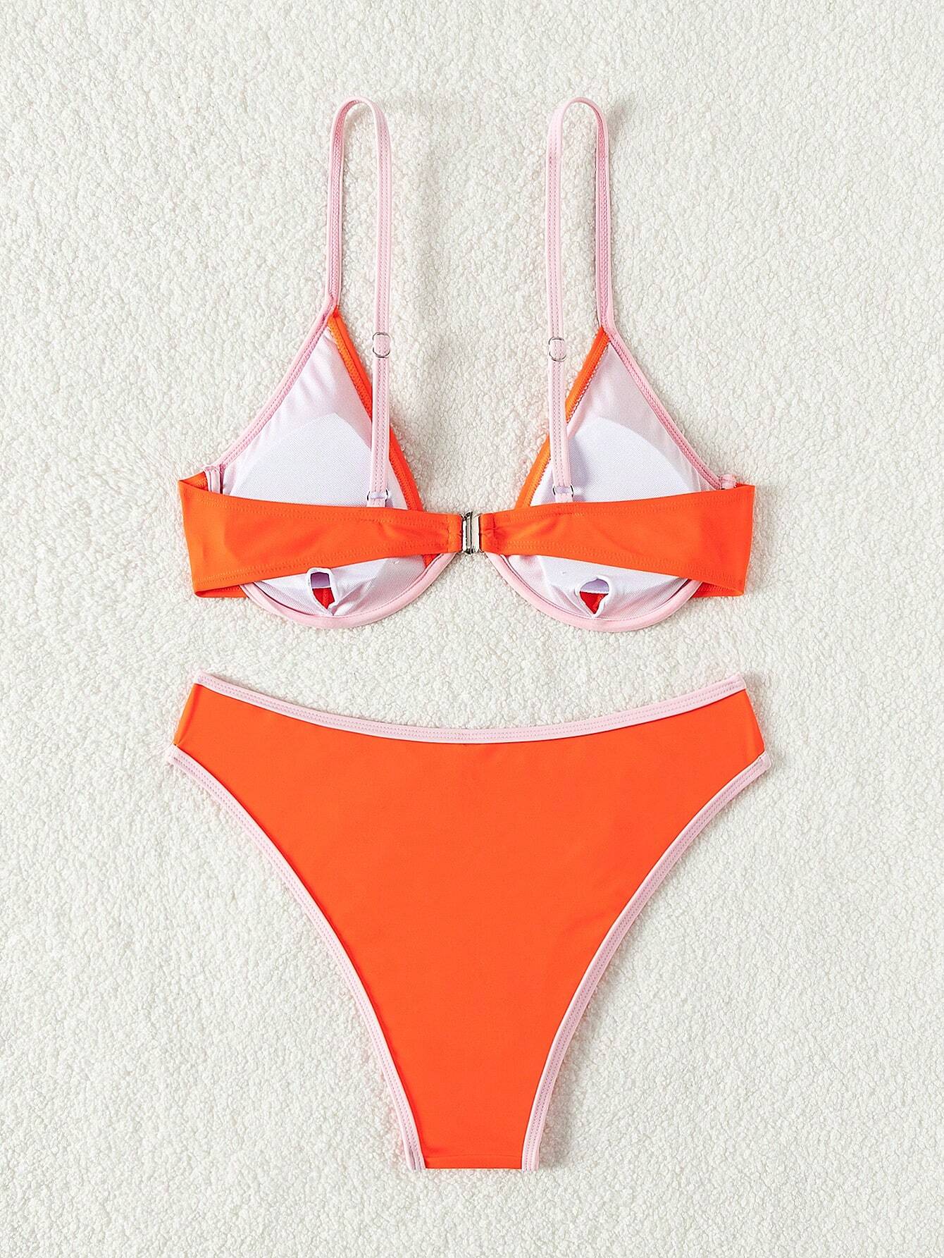SHEIN Contrast Trim Underwire Bikini Set