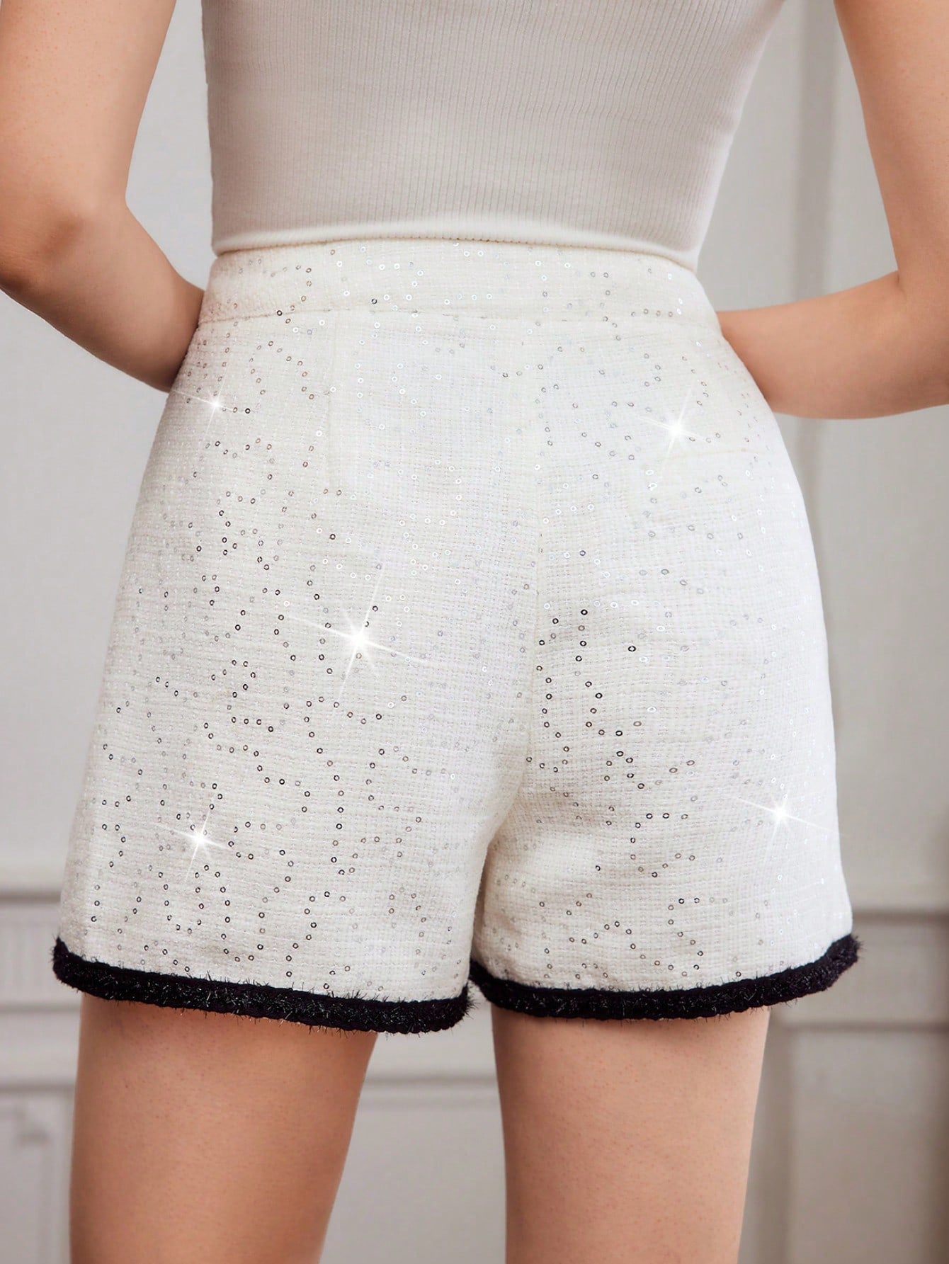 Motf premium Woven Contrast Sequin Shorts