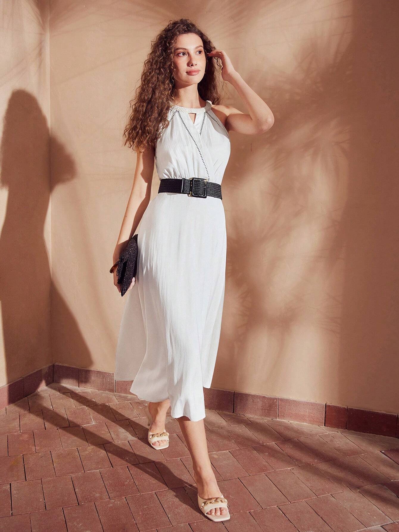 SHEIN MOTF Linen Halter Dress