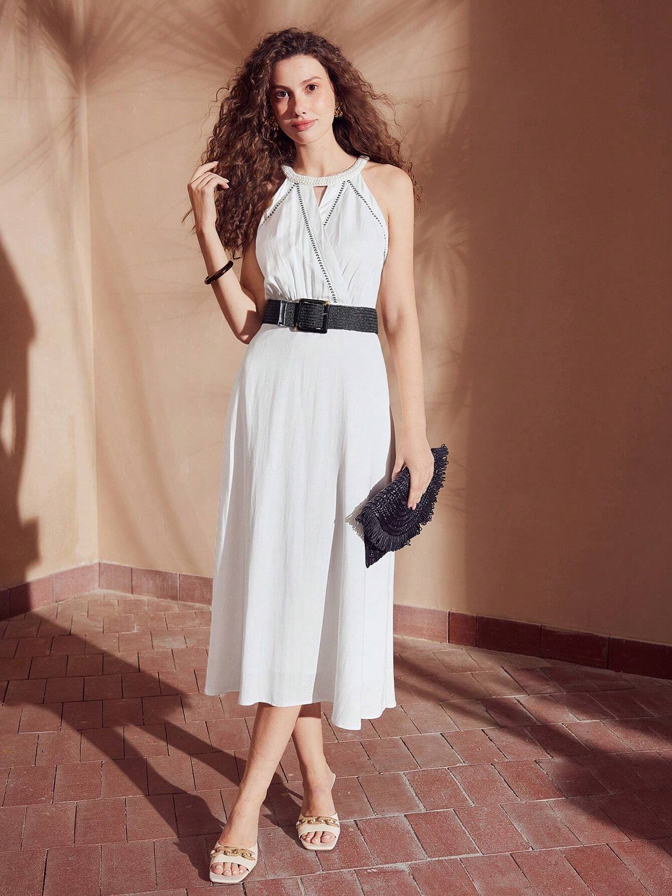 SHEIN MOTF Linen Halter Dress