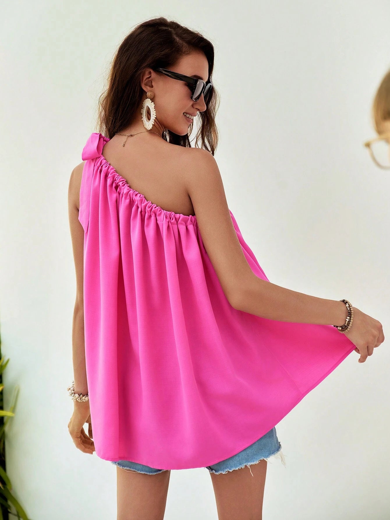 SHEIN VCAY One-Shoulder Casual Blouse