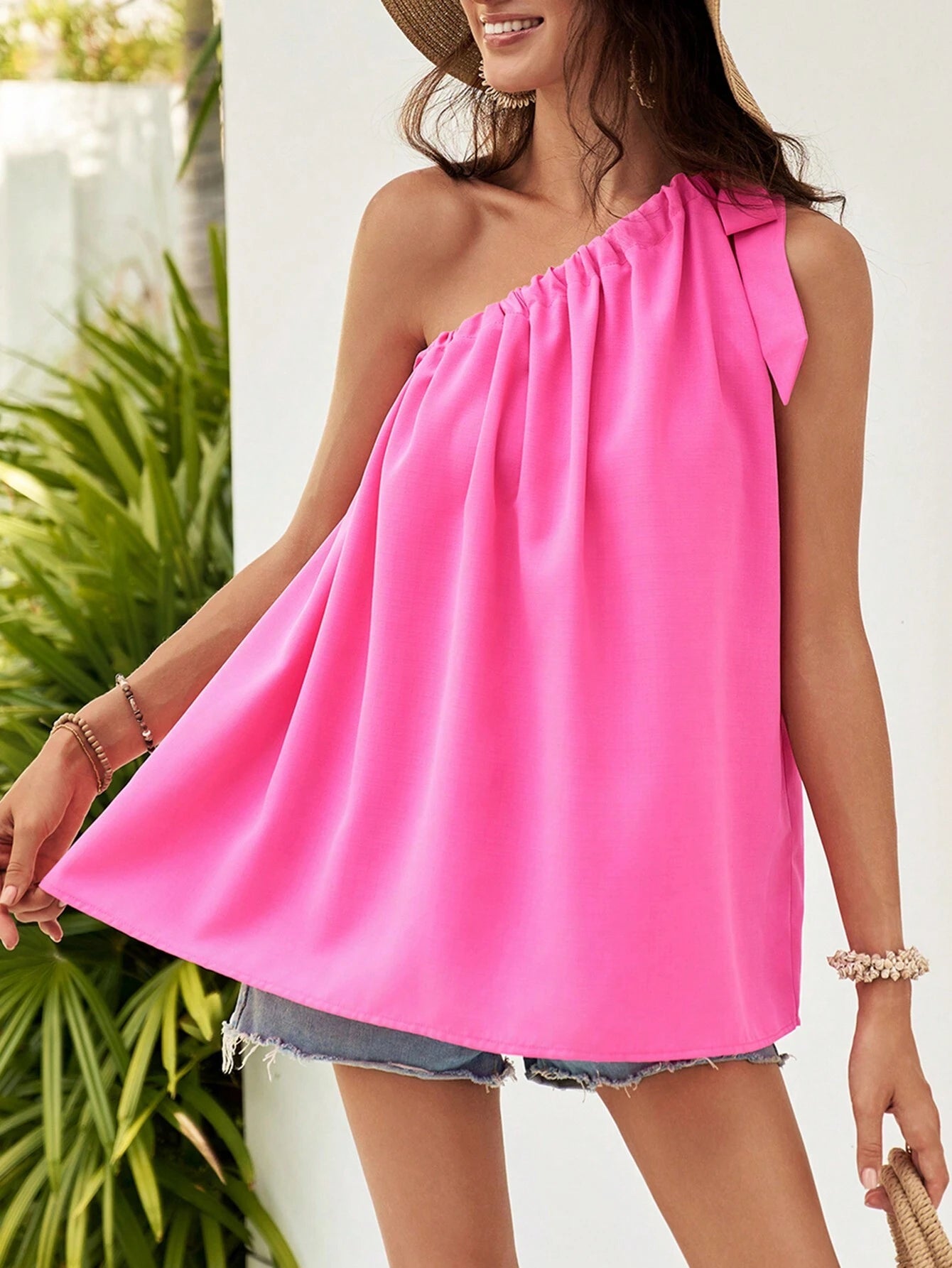 SHEIN VCAY One-Shoulder Casual Blouse
