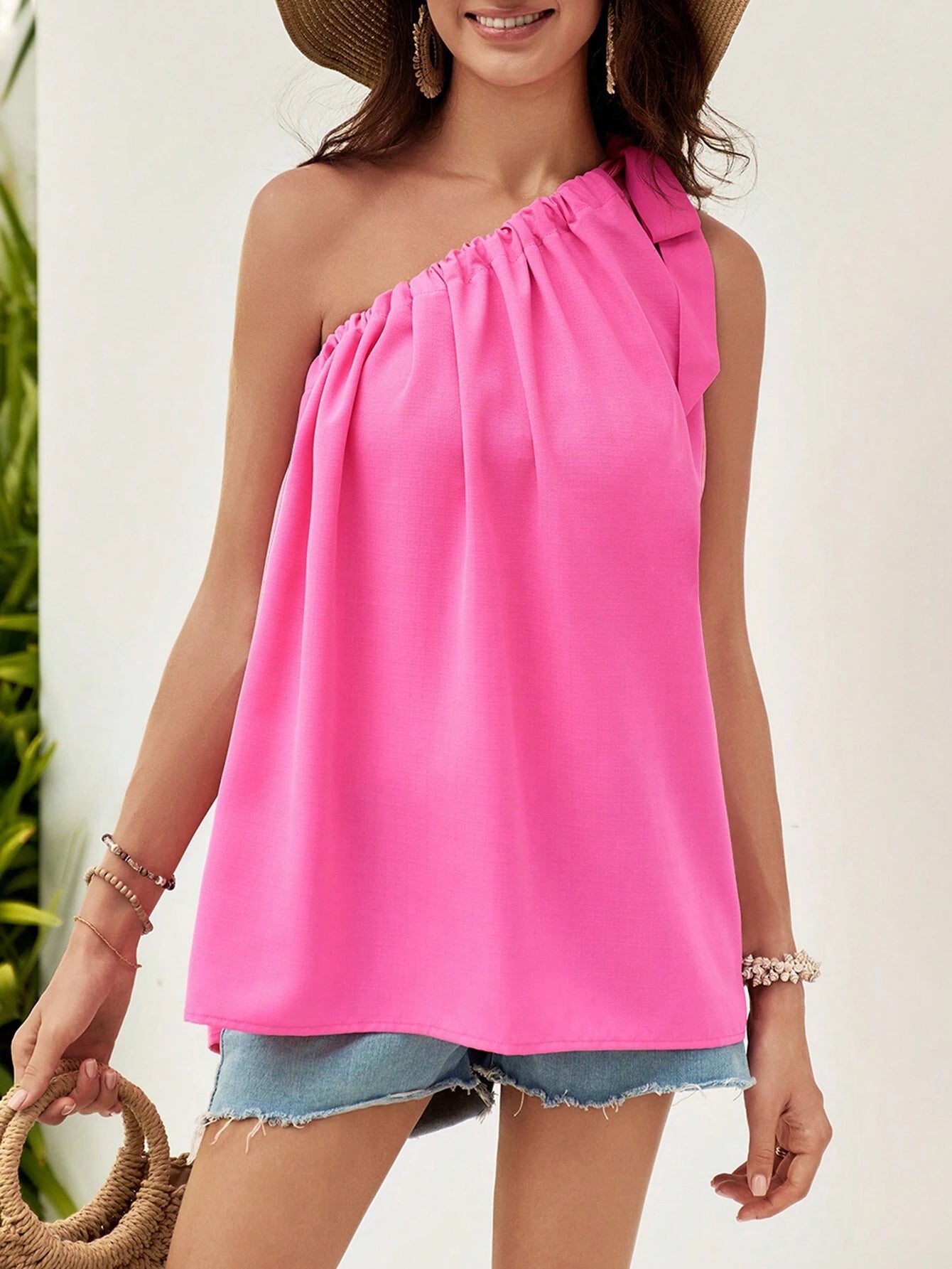 SHEIN VCAY One-Shoulder Casual Blouse