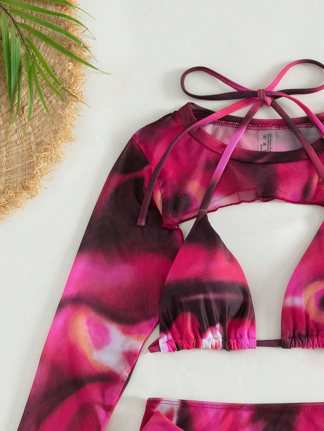 SHEIN Swim Tie-Dye Bikini Set with Sheer Skirt Cover-Up