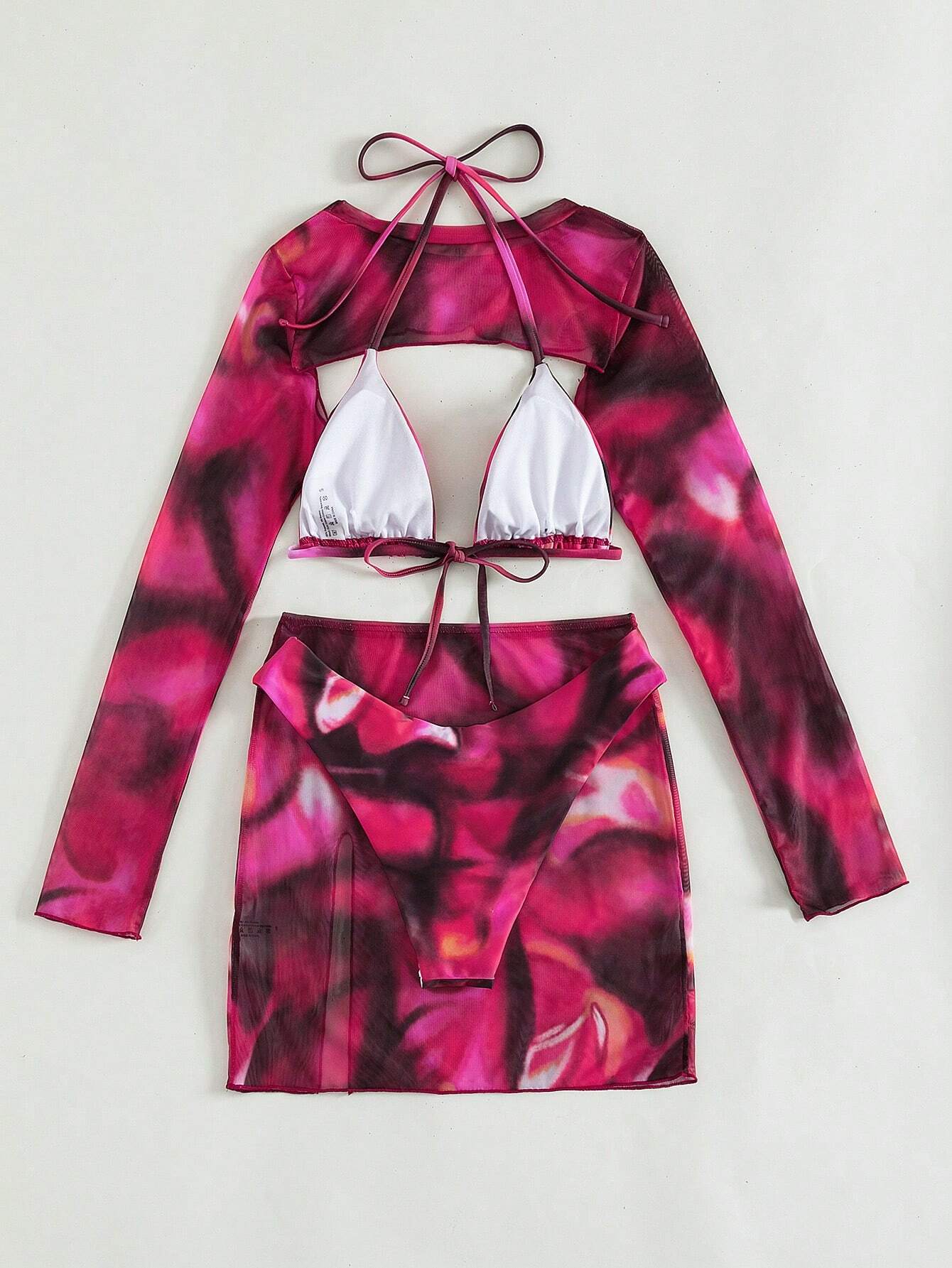 SHEIN Swim Tie-Dye Bikini Set with Sheer Skirt Cover-Up