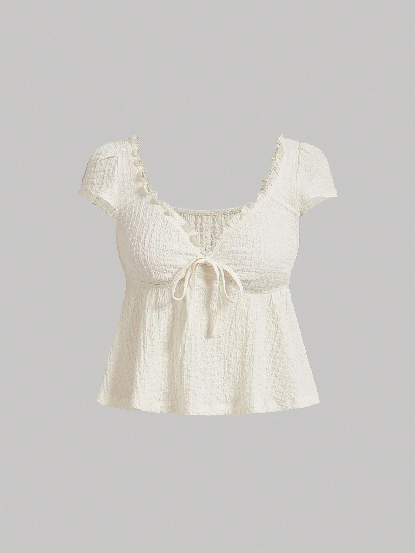 SHEIN MOD Textured Tie Front Doll Top