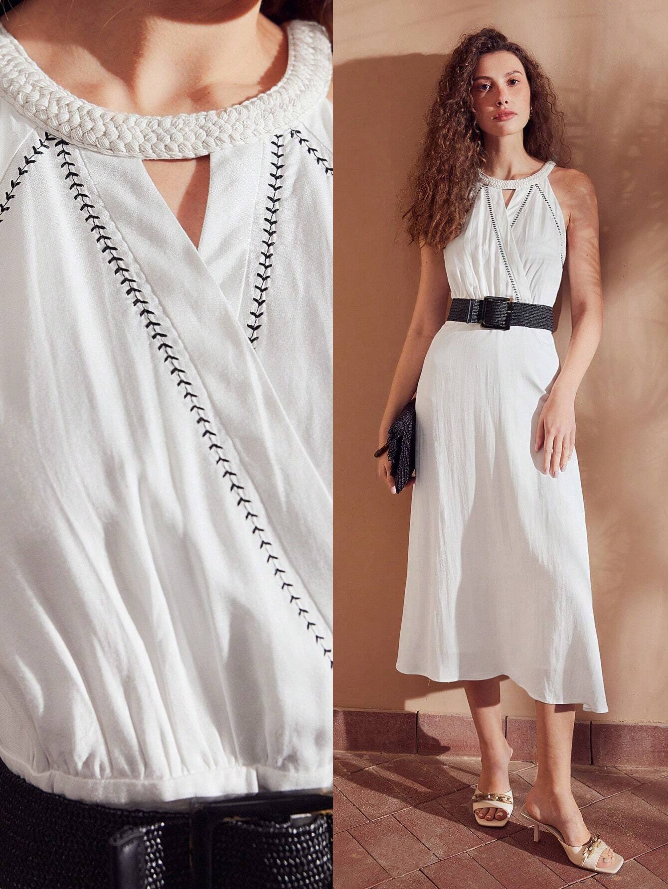 SHEIN MOTF Linen Halter Dress