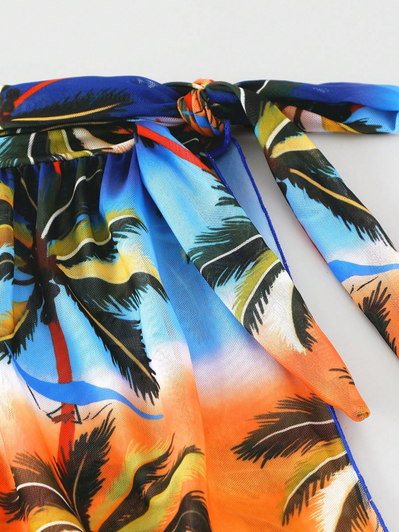 SHEIN Ombre Palm Print Knotted Sarong Skirt