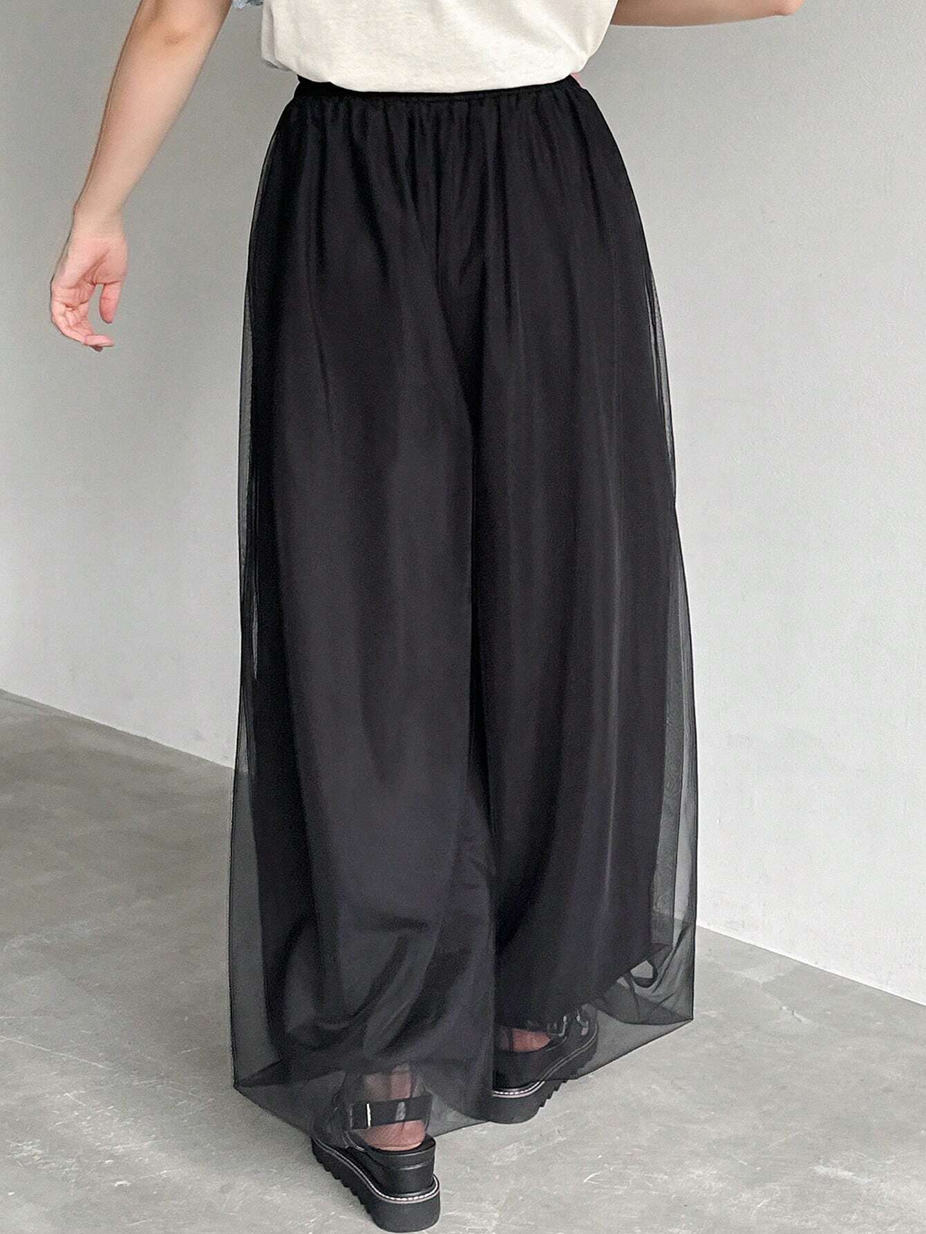 SHEIN FRIFUL Mesh Overlay Pants
