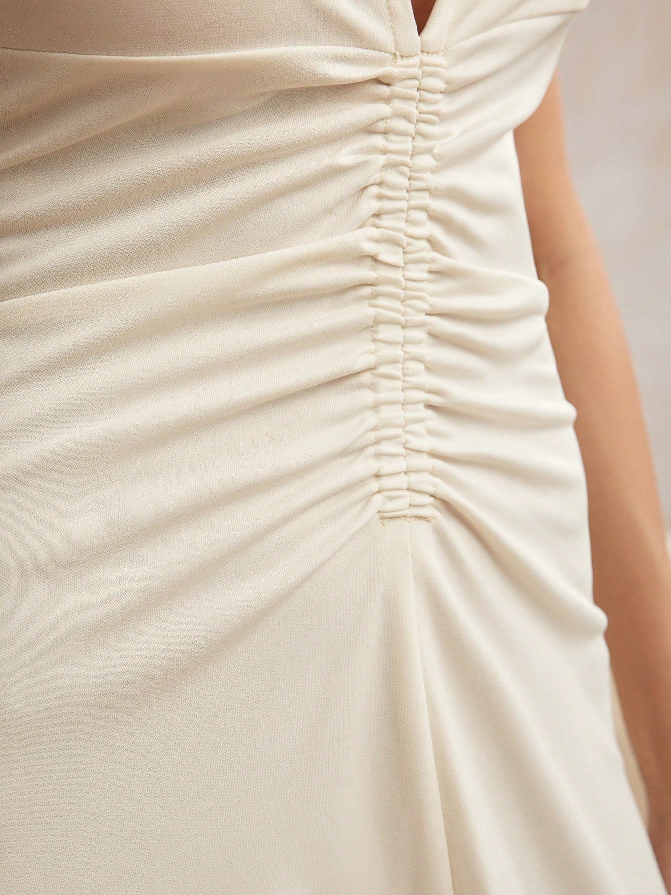 SHEIN Aloruh Ruched Waist Ruffle Hem Maxi Dress