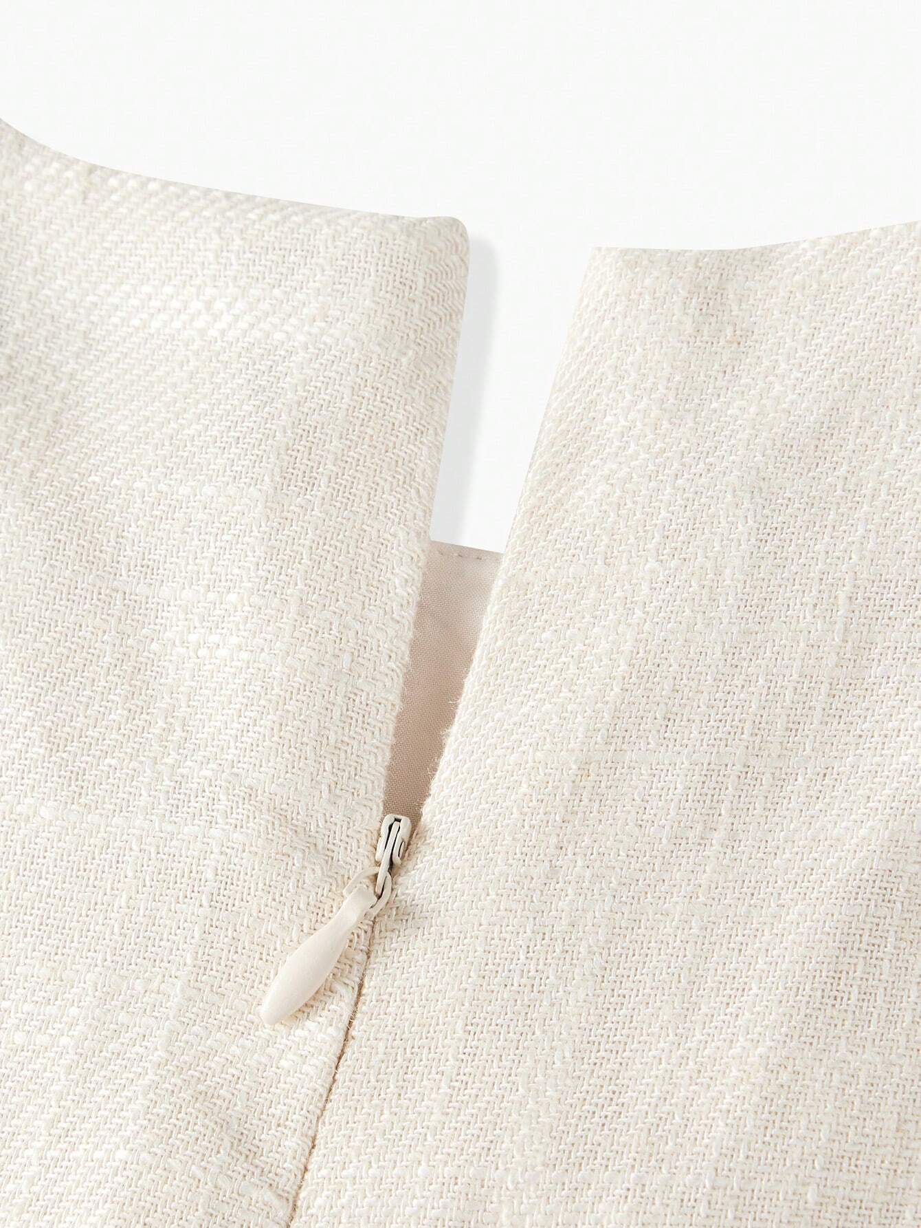 Shein Premium Linen Flare Hem Dress - MOTF