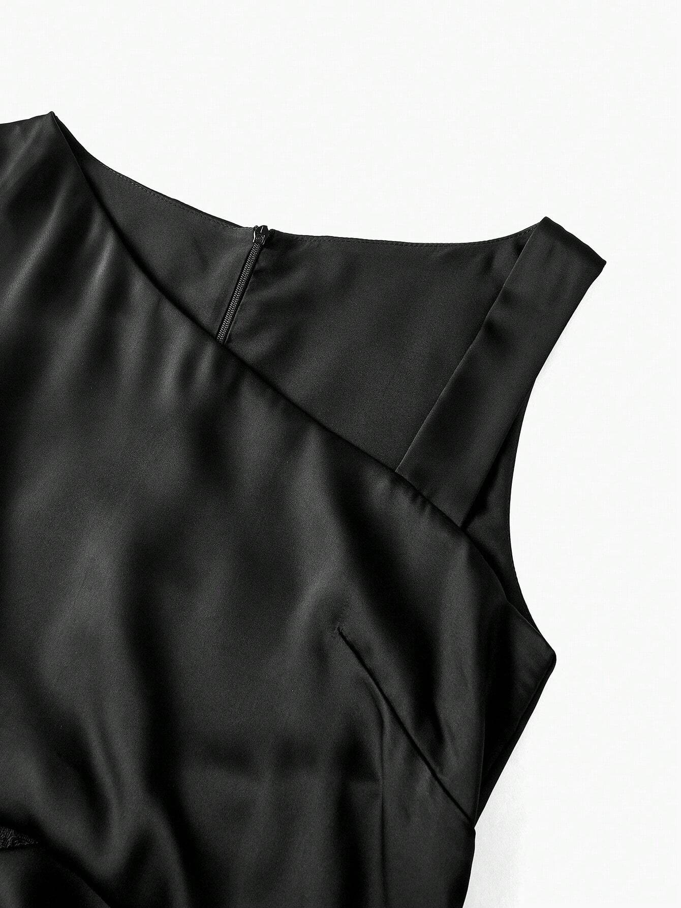 SHEIN MOTF Premium Asymmetrical Shoulder Midi Dress