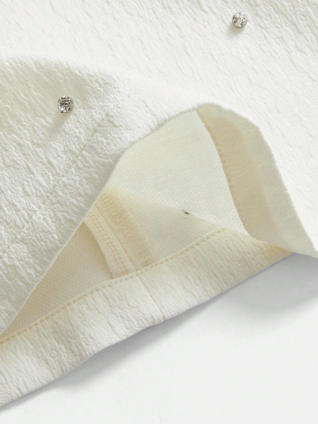 Anewsta The Pearl White Crystal-Collar Retro Mini Dress