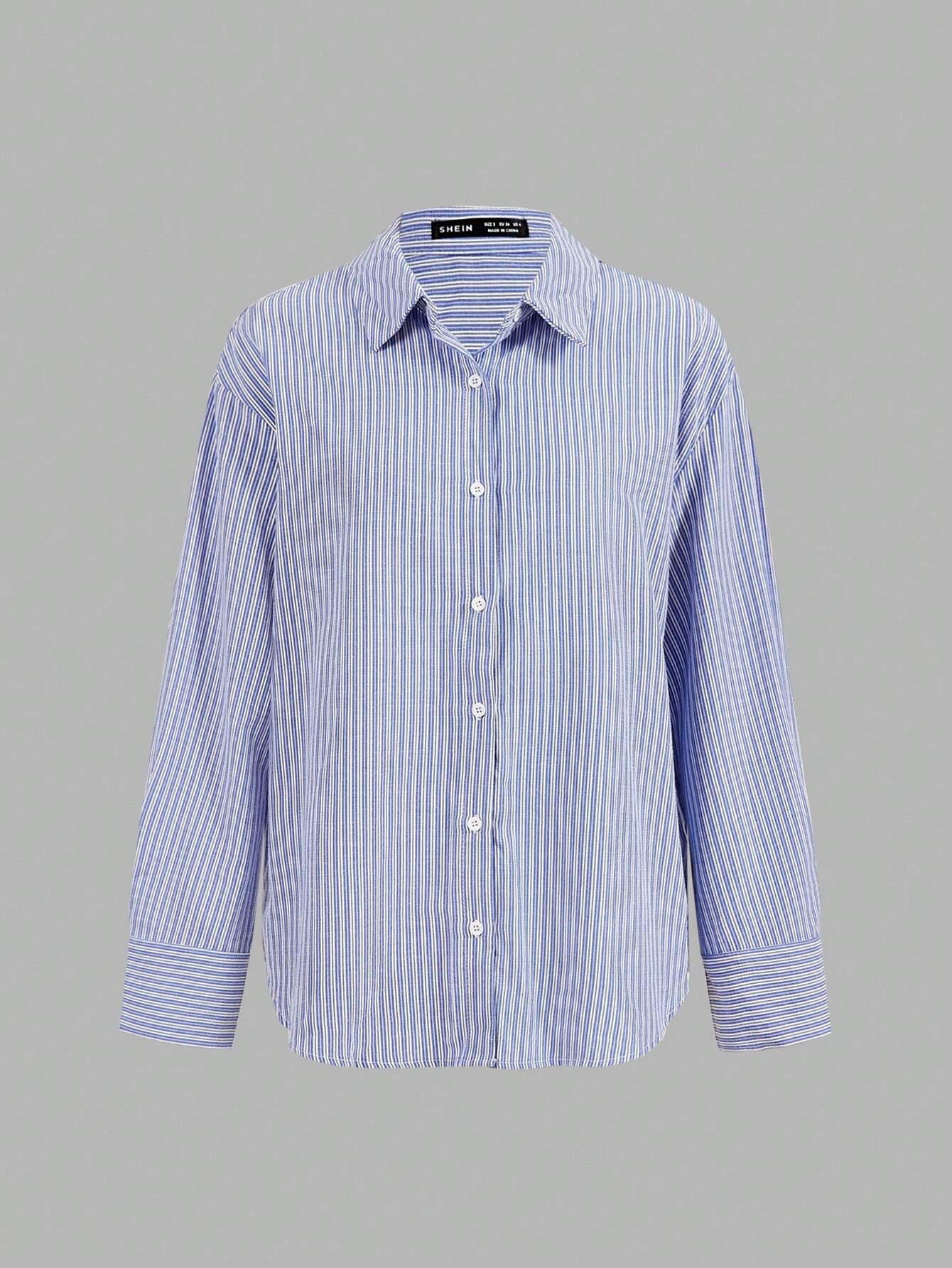 SHEIN Poéselle Striped Button-Up Shirt