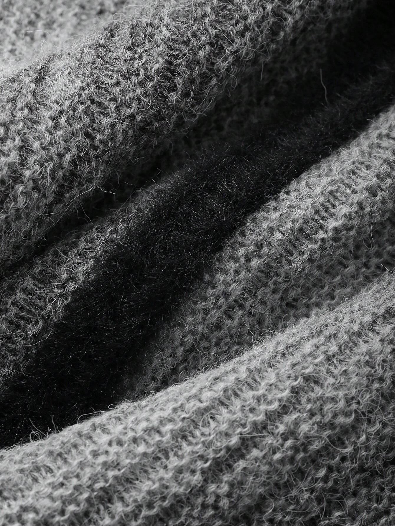 DAZY – Fluffy Color Block Zip-Up Cardigan