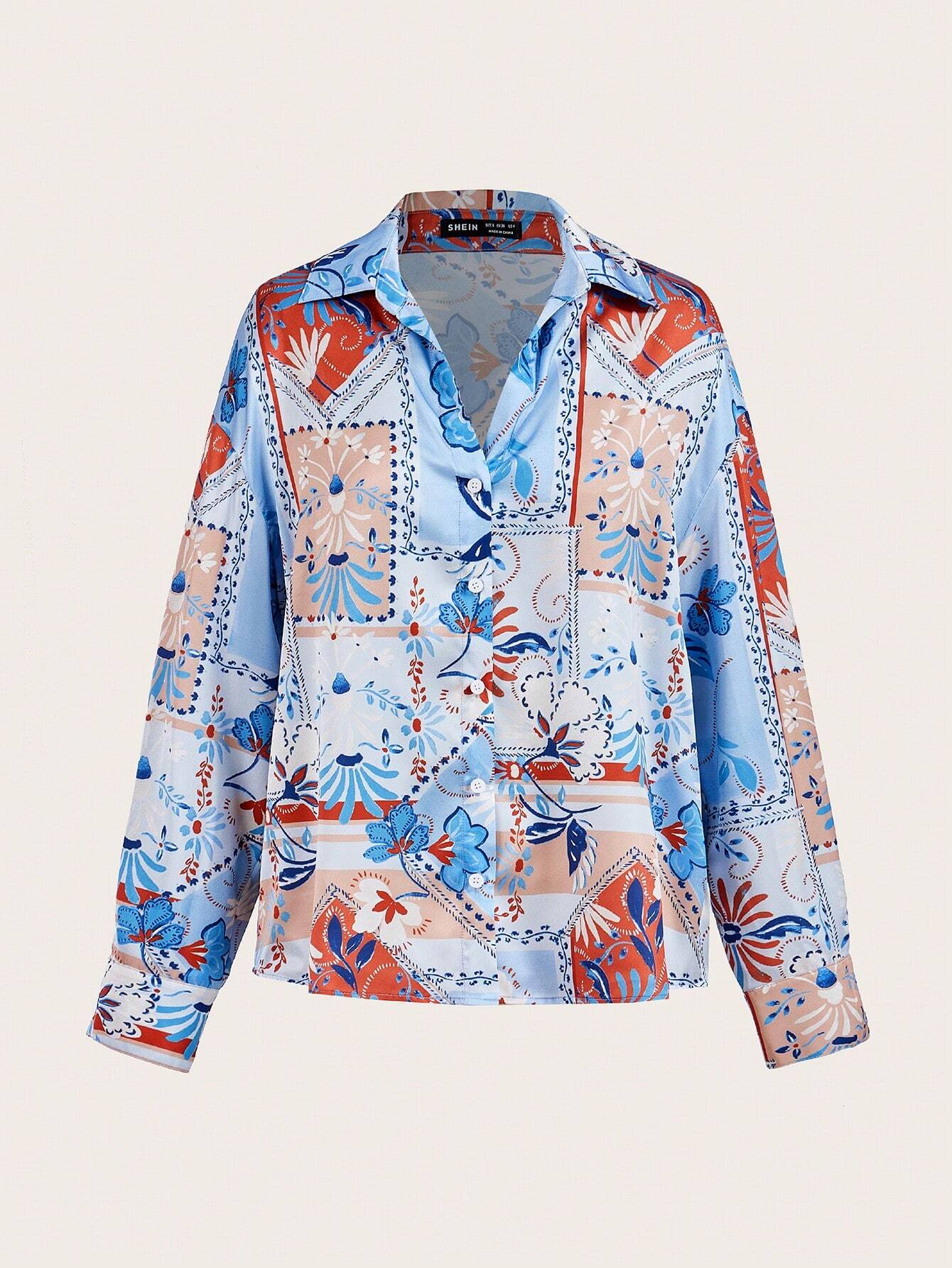 Shein Maija Plant Print Blouse