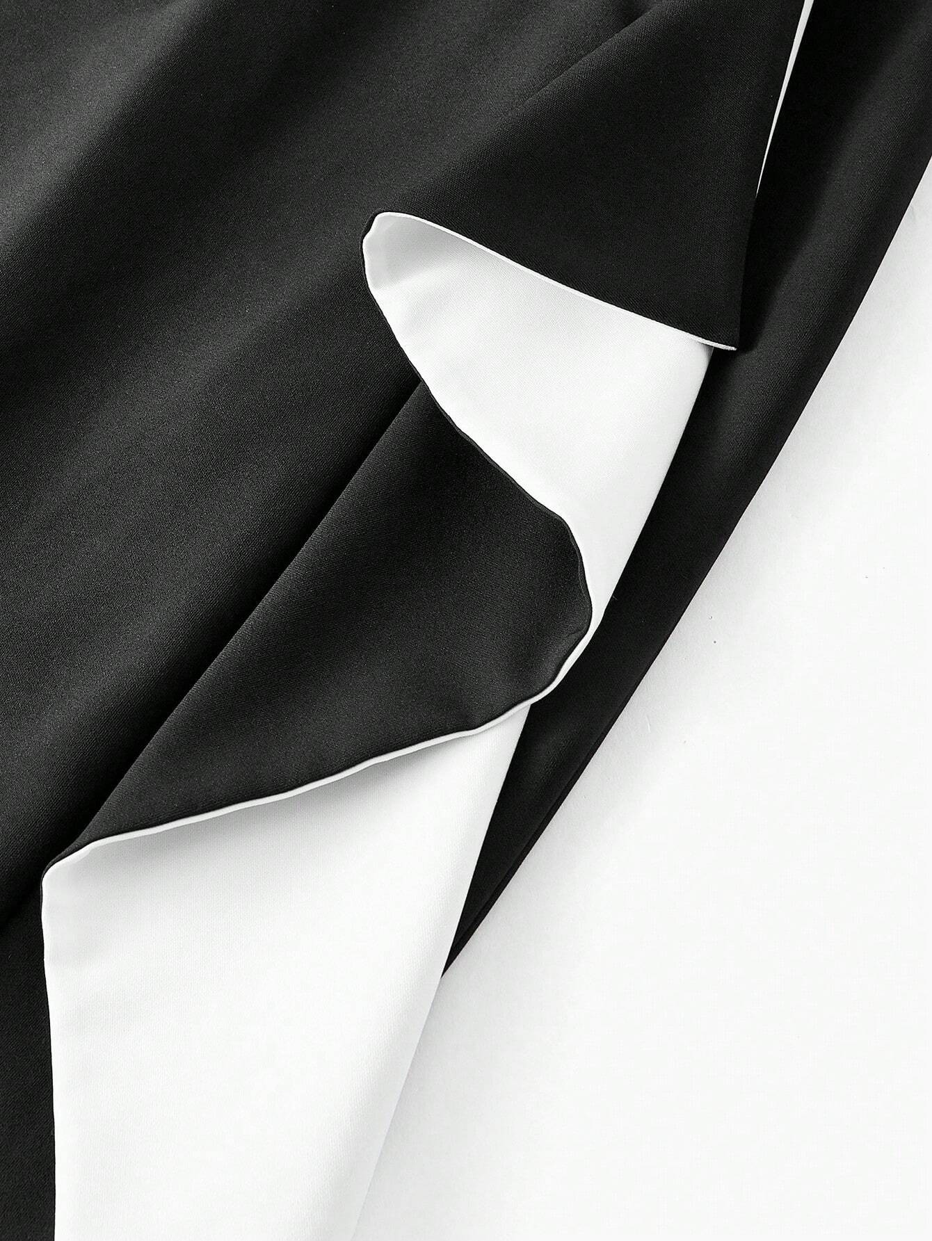 SHEIN MOTF Colorblock Ruffle Pencil Skirt (No Belt)