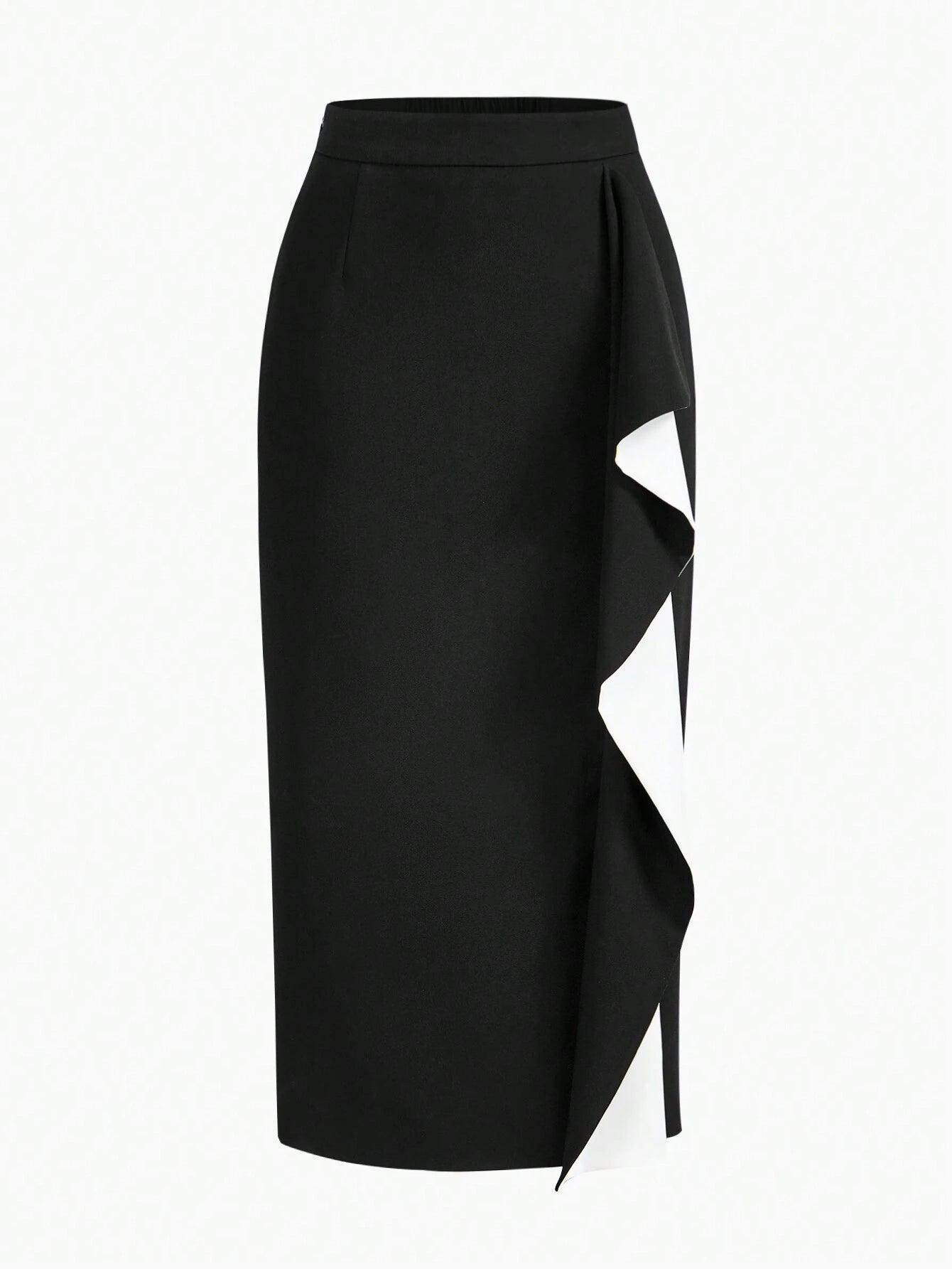 SHEIN MOTF Colorblock Ruffle Pencil Skirt (No Belt)