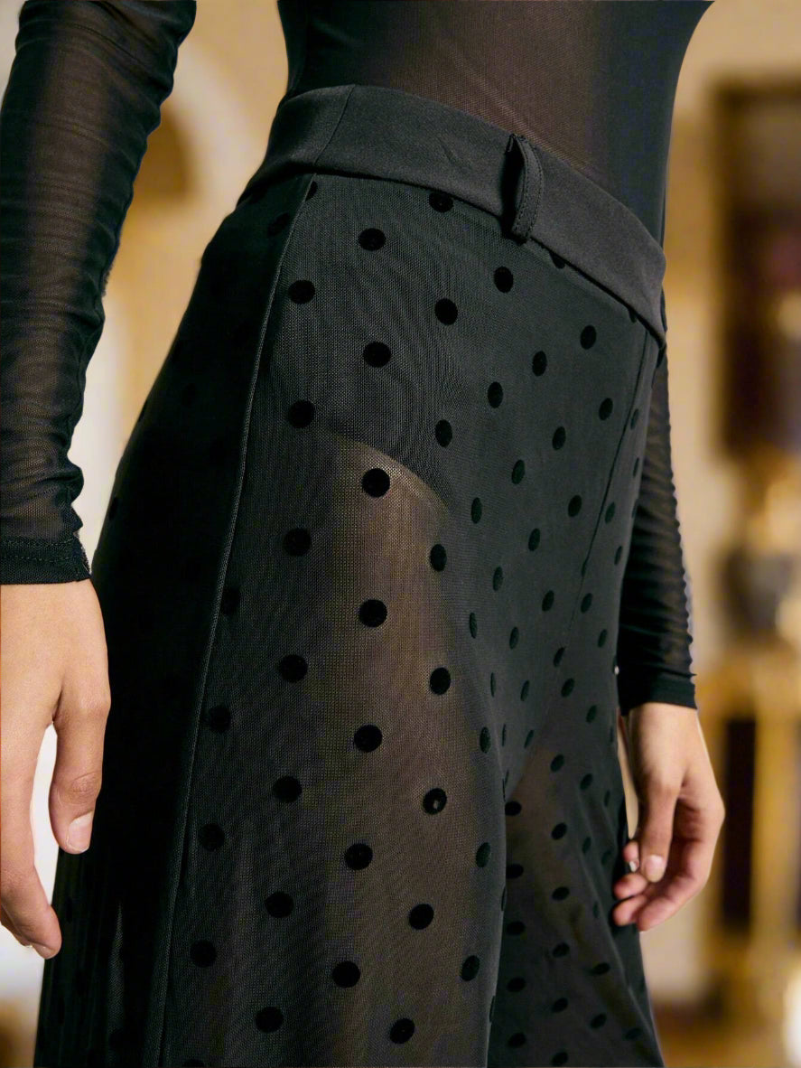 SHEIN AiiRZ Sheer Polka Dot Wide-Leg Pants