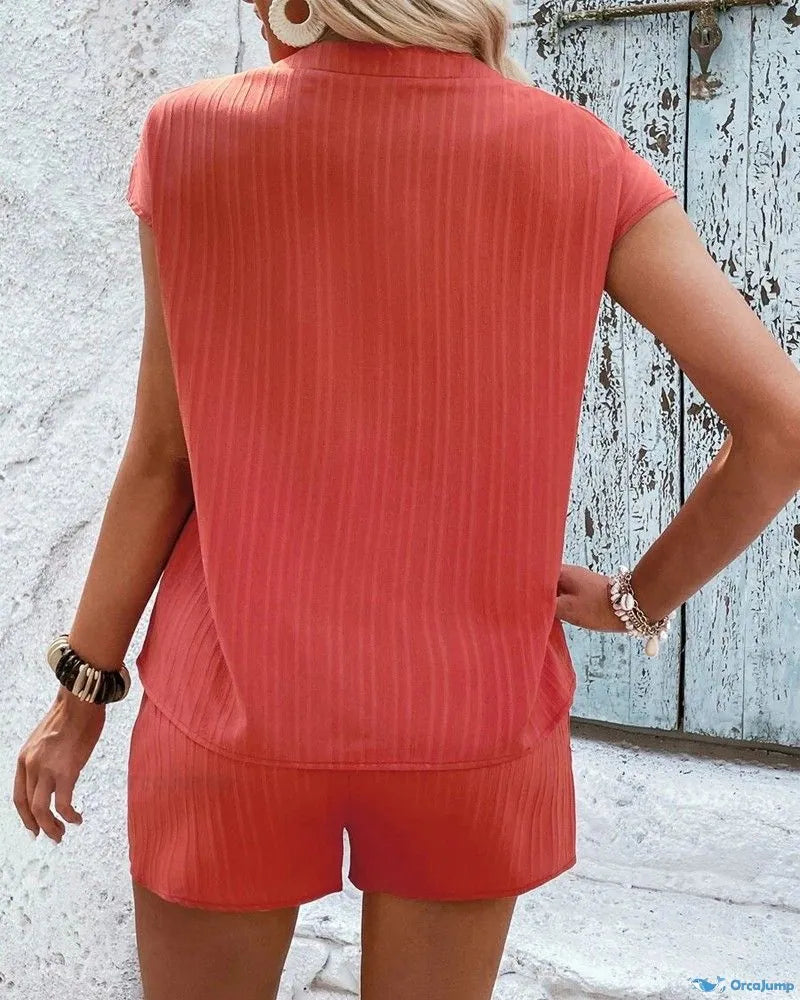 Button-up Top and Shorts