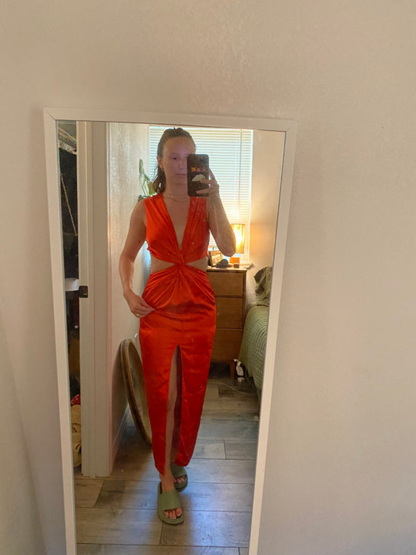 SHEIN Maxi Cut-Out Knot Front Dress