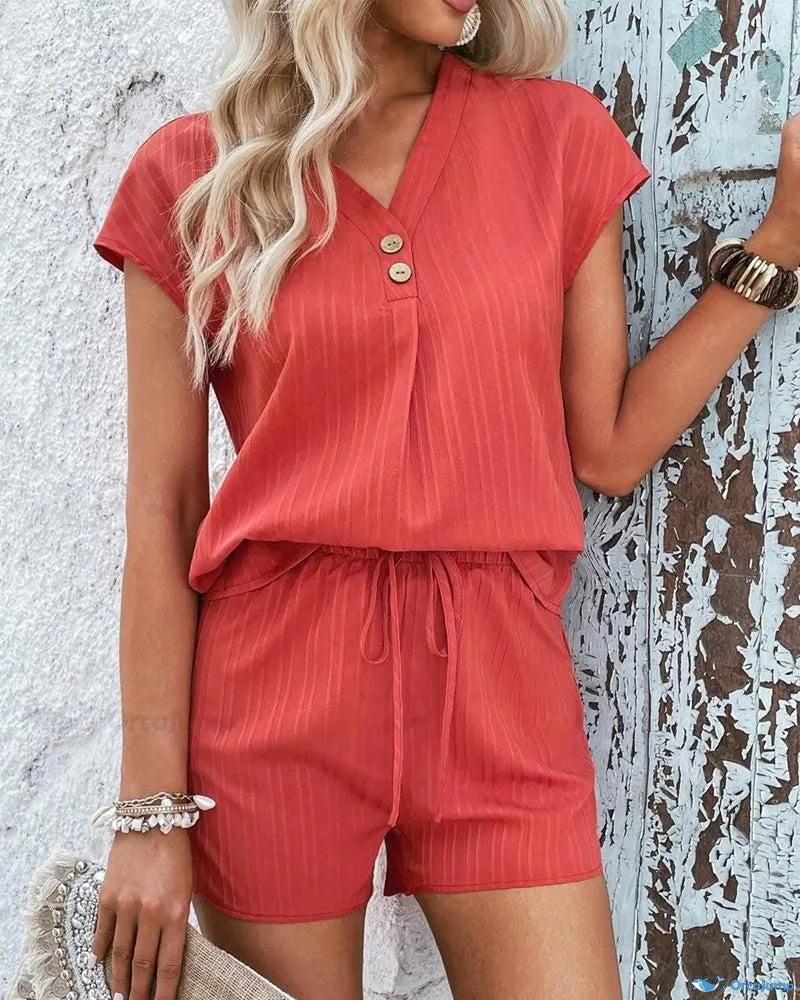 Button-up Top and Shorts
