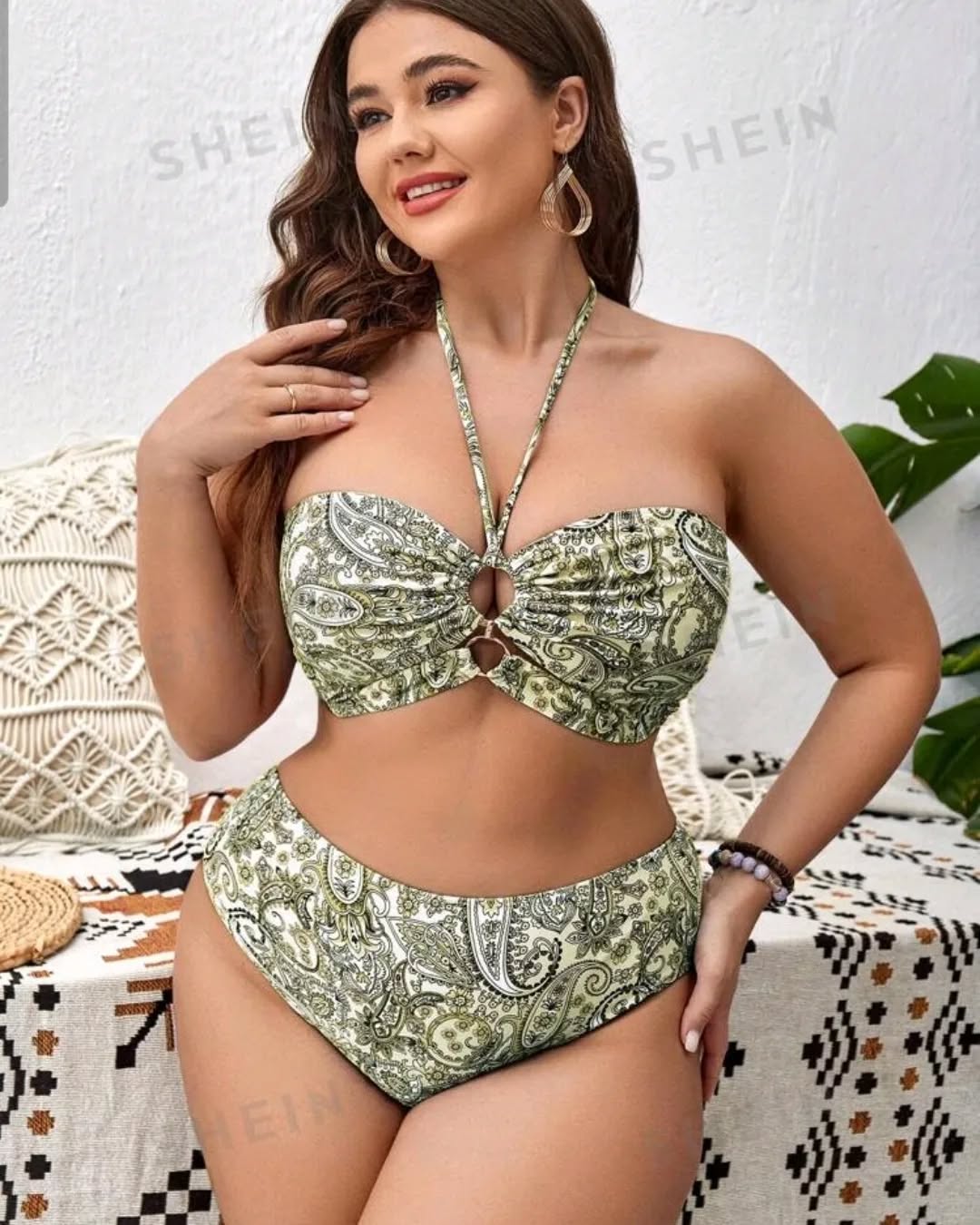 SHEIN VCAY 3pcs Paisley Bikini & Skirt Set