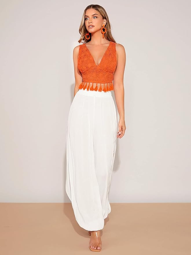 SHEIN Halter Tops Guipure Lace