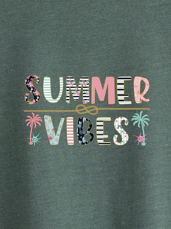 SHEIN INAWLY Letter And Tropical Print Tee