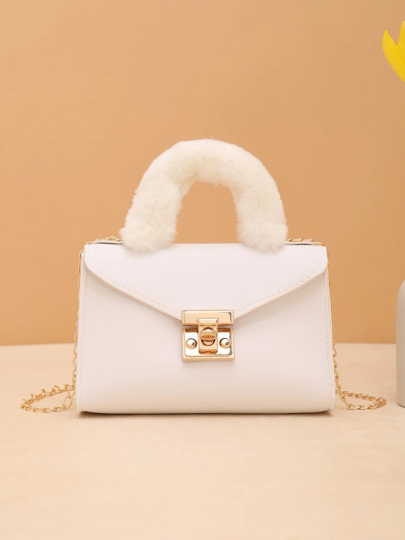 SHEIN Faux Fur Handle Chain Crossbody Bag