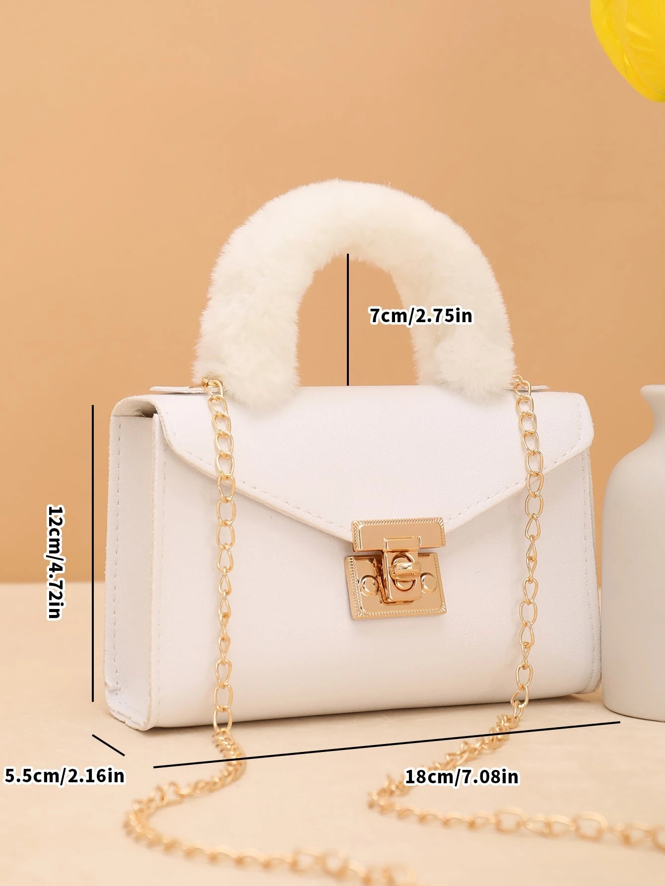 SHEIN Faux Fur Handle Chain Crossbody Bag