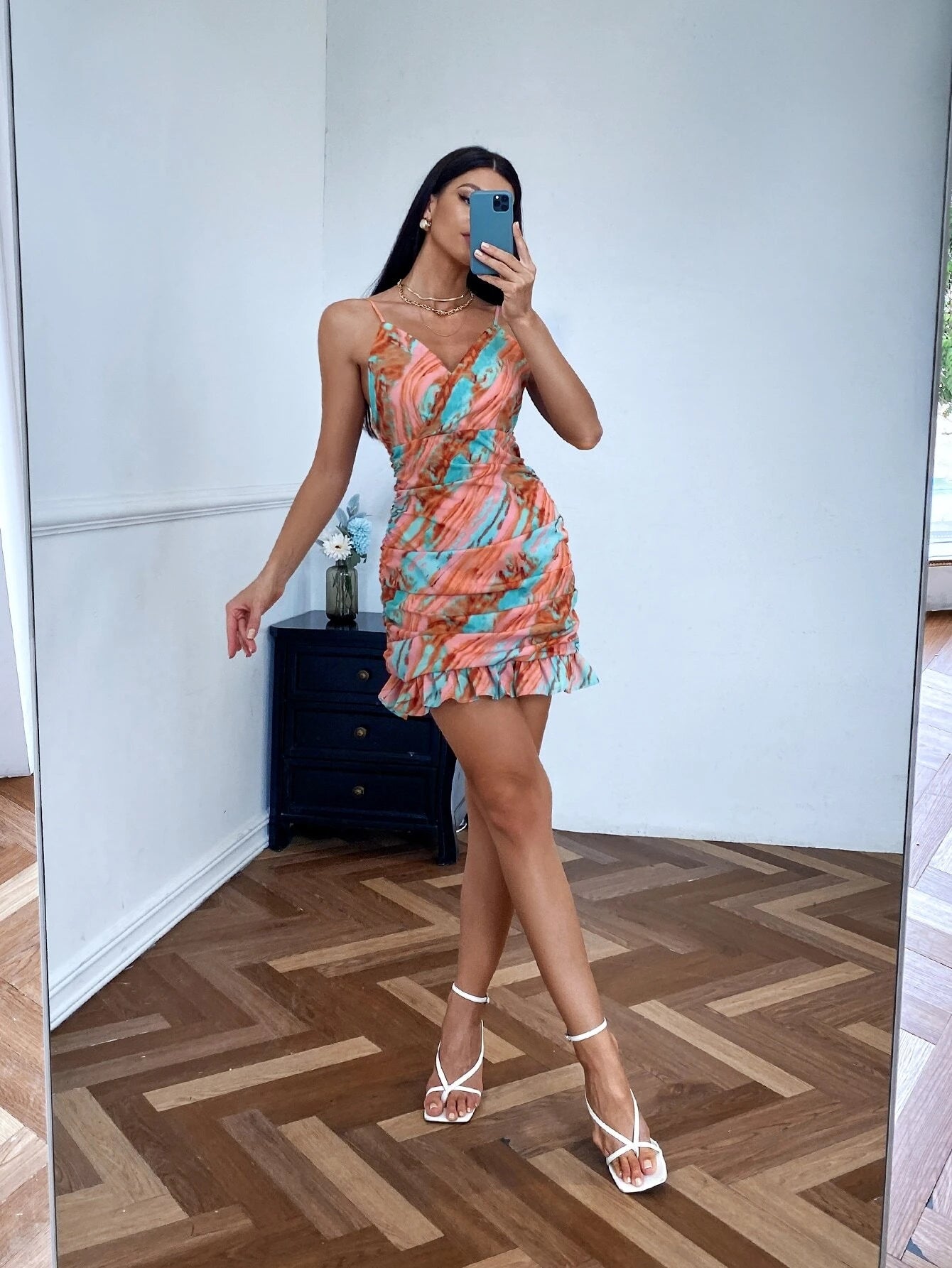 Aveloria Tie Dye Ruffle Hem Cami Dress - ZEBrand