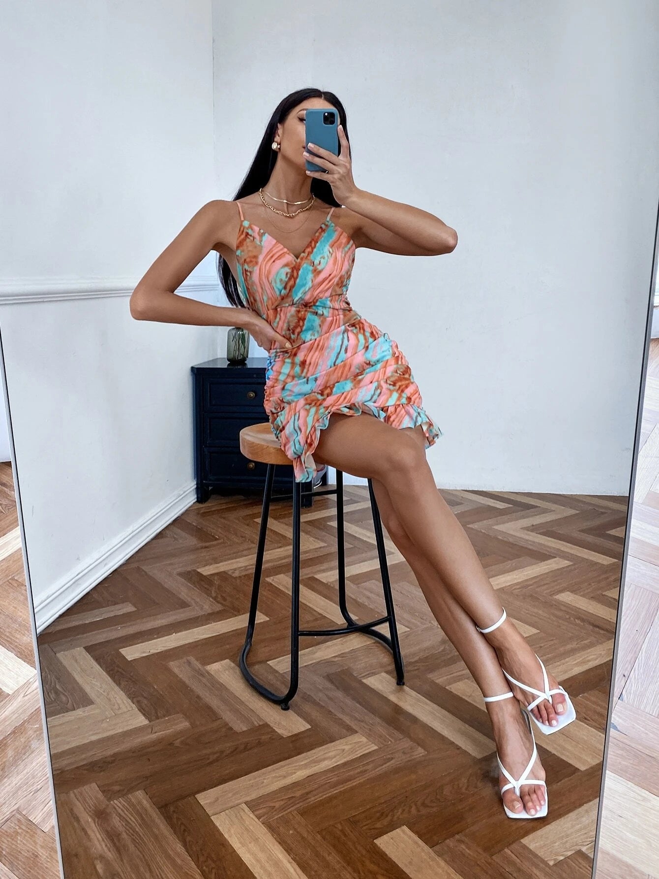 Aveloria Tie Dye Ruffle Hem Cami Dress - ZEBrand