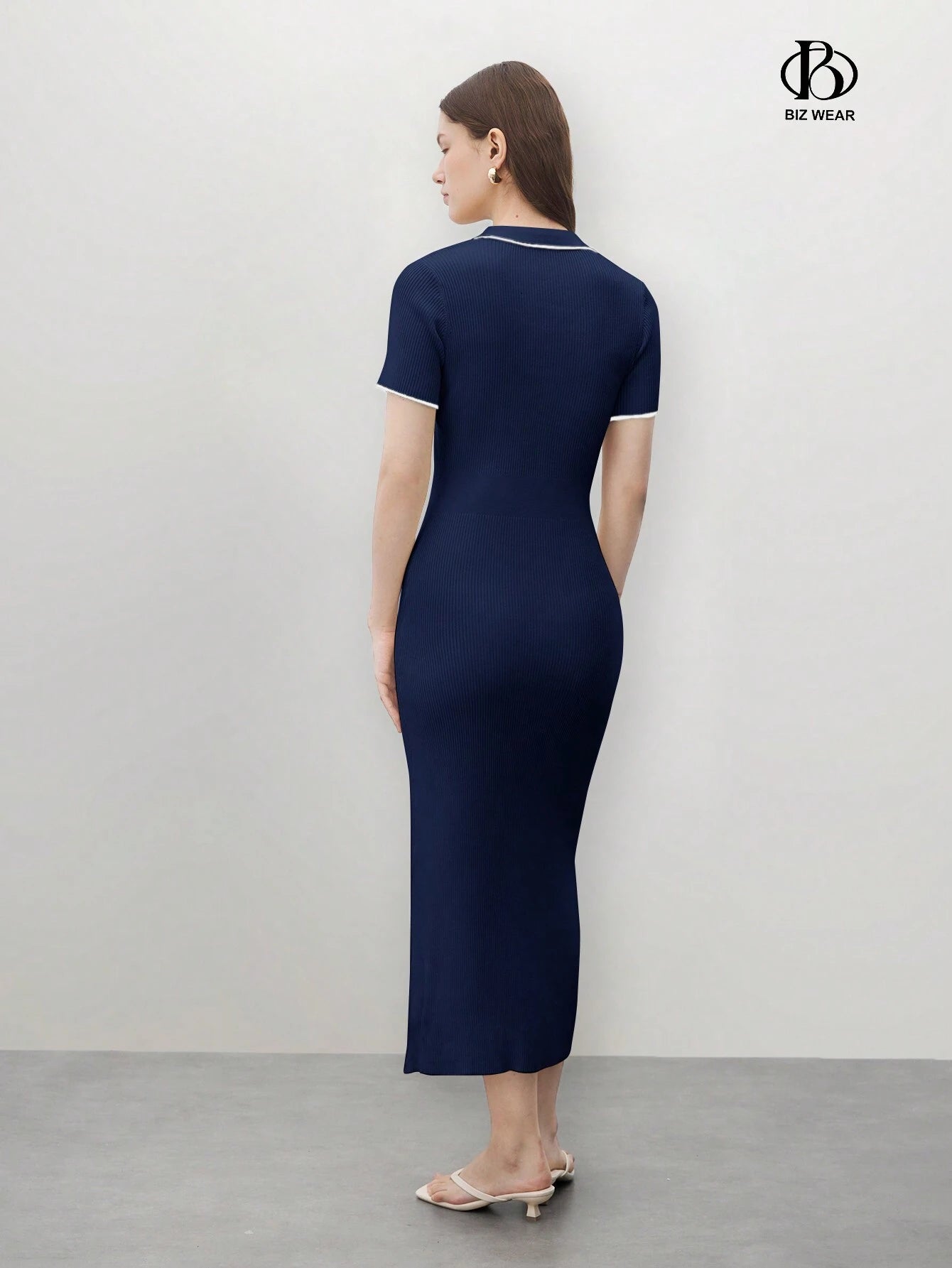 BizChic Color Block Half-Zip Long Dress