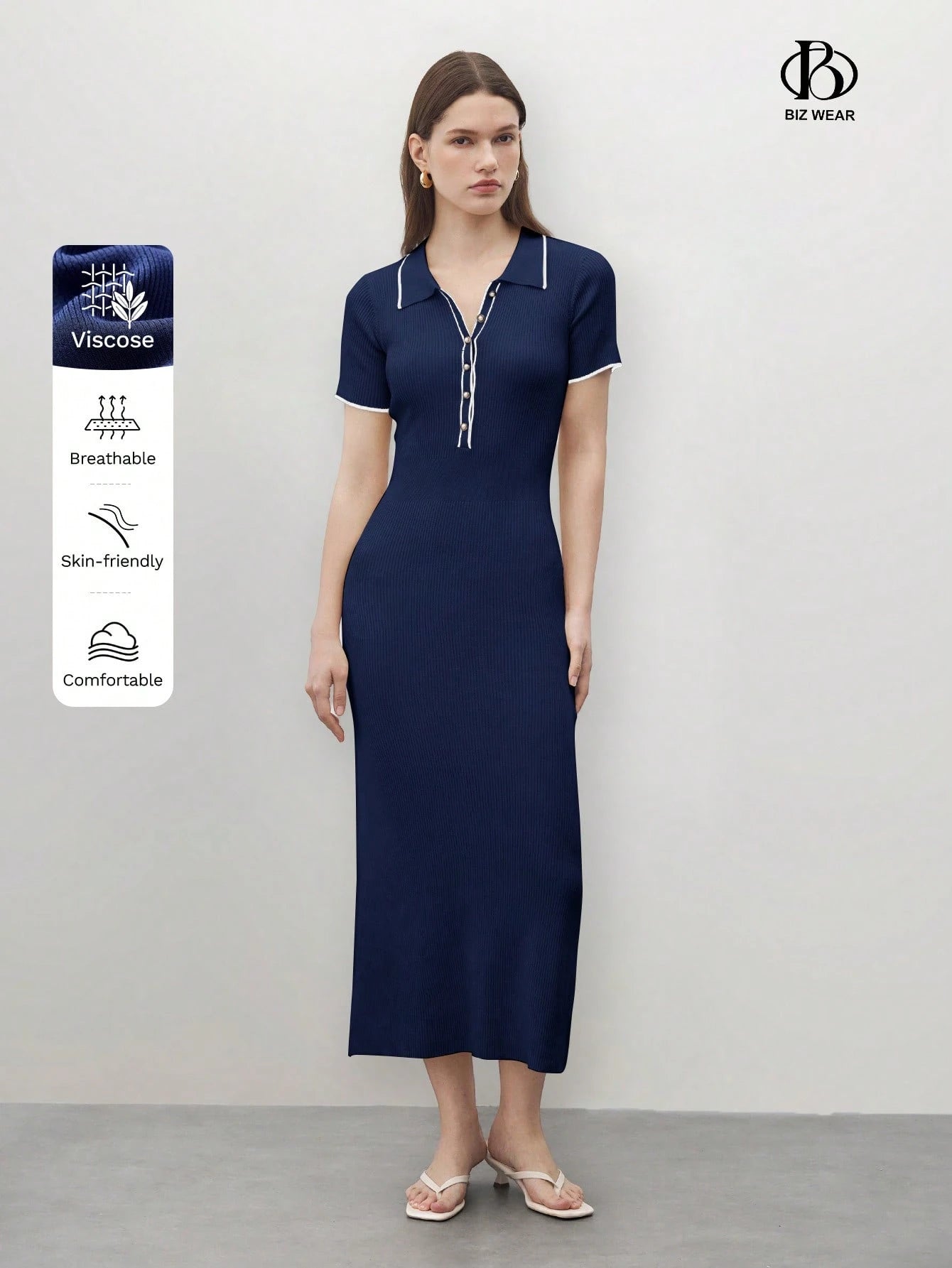 BizChic Color Block Half-Zip Long Dress