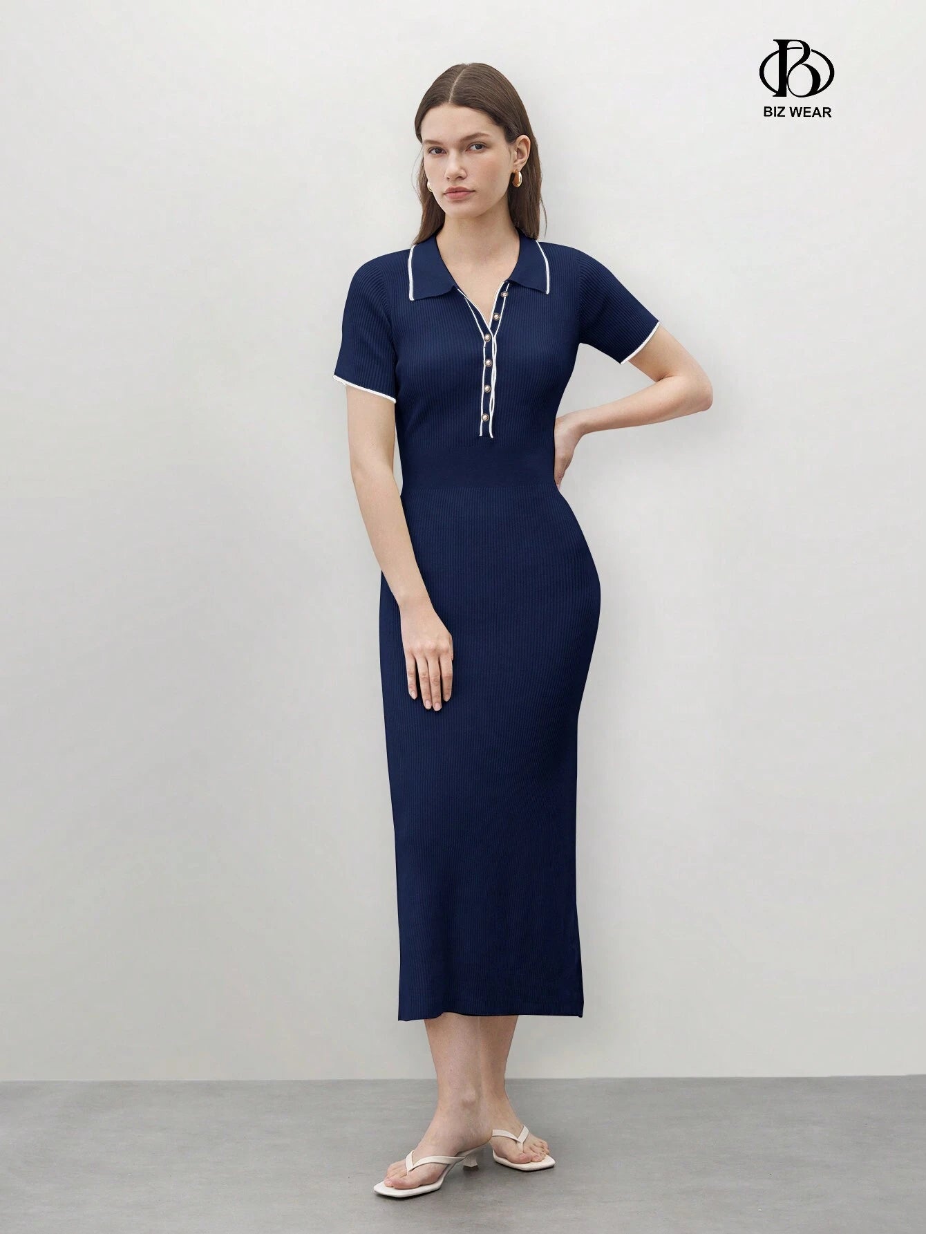BizChic Color Block Half-Zip Long Dress