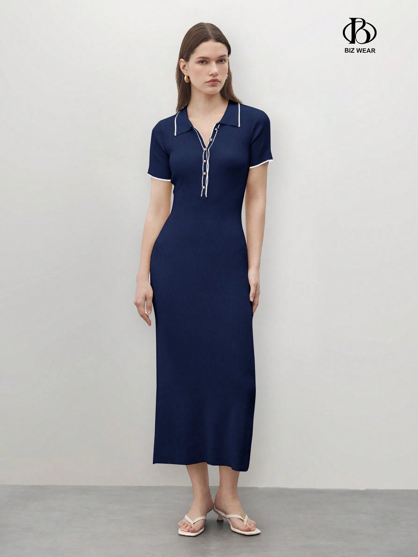 BizChic Color Block Half-Zip Long Dress