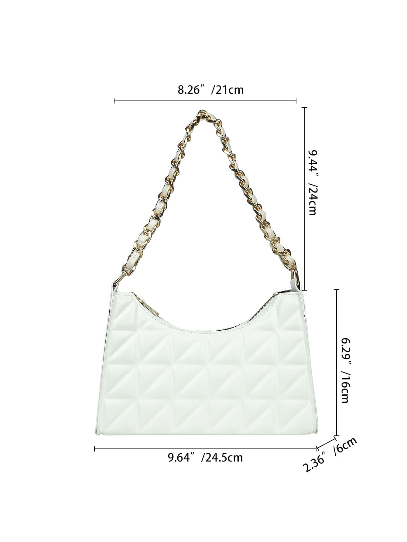 SHEIN Quilted Chain Baguette Bag