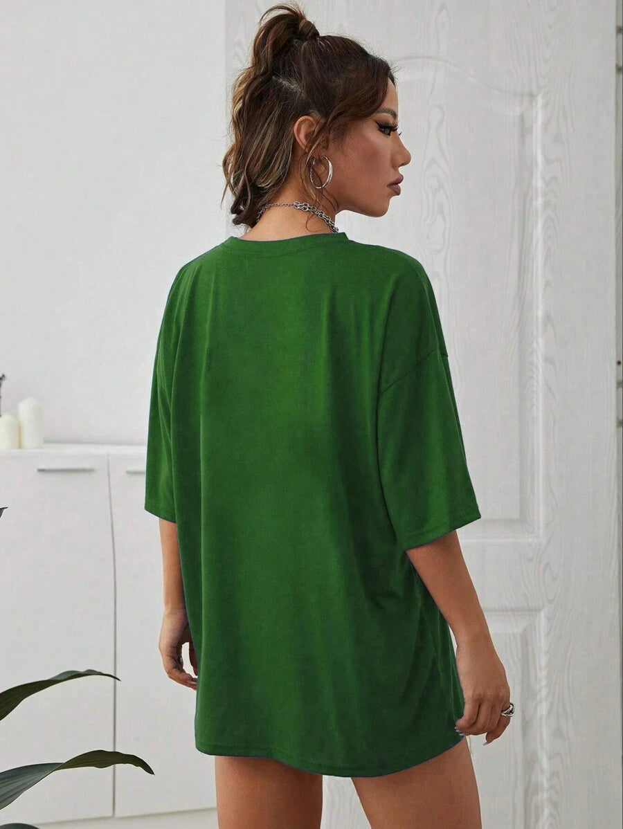 SHEIN Cactus T-shirt with slogan print