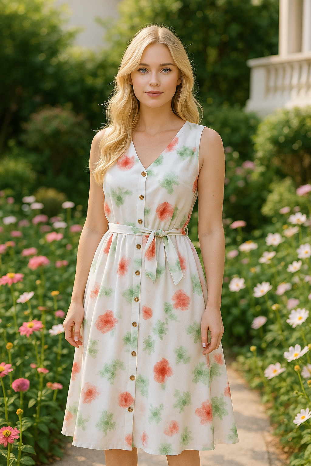 Shein Tie-Dye Sleeveless Button Dress