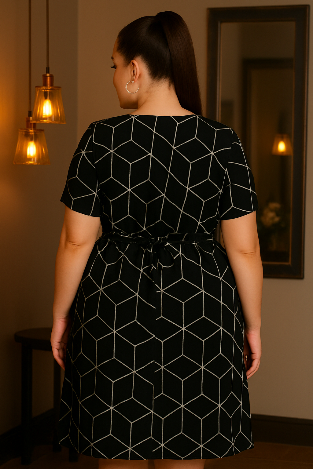 Shein Geometric Print Elegant Office Dresses