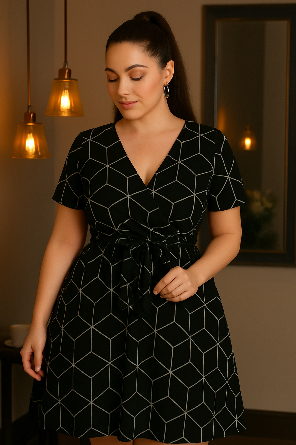 Shein Geometric Print Elegant Office Dresses