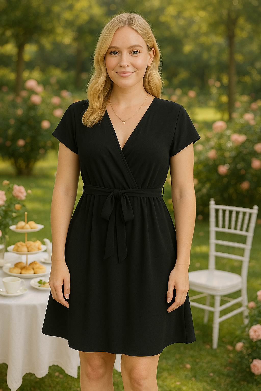 SHEIN Sleeve Belted Wrap Mini Dress