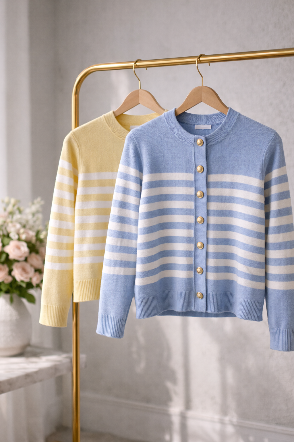 Turkish Striped Gold Button Cardigan